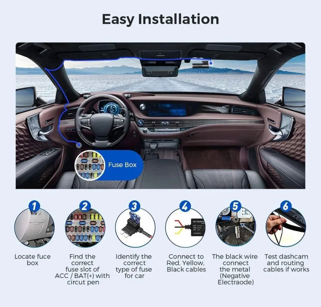 AZDOME JYX04 Micro-USB 3-Lead Acc Hardwire Kit Port for Only M300S  Dash Cam